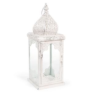 Lanterne en fer blanc avec un design ajouré complexe pour la décoration de la maison - Product Image 1