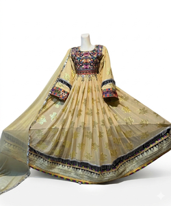 High Quality Afghan Kuchi Dress Embroidery And Silver <b>Mirror</b> Work Traditional Tribal Heritage Maxi Dress Cultural Afghani Dress - Product Image 1