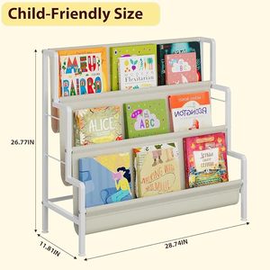 <b>Modern</b> Metal Tiered Bookcase With Back 3 <b>Shelves</b> Space Saving Freestanding Home Furniture For Living Room - Product Image 2