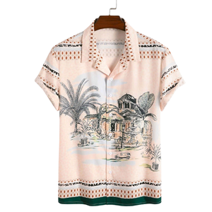 Camisa Hawaiana de verano de manga corta con botones de algodón con Impresión digital personalizada informal para hombres - Product Image 5