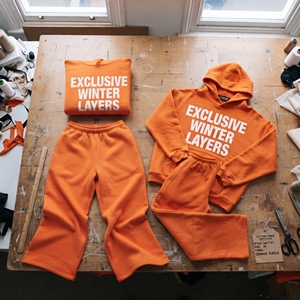Heavy <b>Fleece</b> Tracksuit Set Unisex Hooded Flare <b>Jogger</b> Pants Set <b>Women</b> 450gsm <b>Fleece</b> Hoodie Flare Sweatpants Set Men - Product Image 2