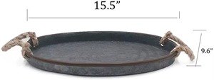 Bandeja de Servicio Multiusos de Lujo para el Desayuno, Artesanía Metálica, Hecha a Mano con Metal Galvanizado, Diseño Moderno Ecológico para Bodas - Product Image 3