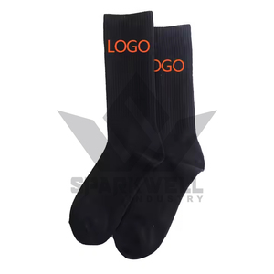 Custom Breathable Cotton Spandex Crew <b>Socks</b> With Letter Logo Print For Men Spring Daily Wear - Product Image 3