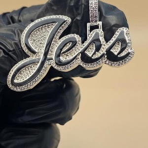 Pendentif Lettre Personnalisé Jess en Argent 925 Plaqué Rhodium avec Moissanite, Style Hip Hop, Breloque Thème, Cadeau Unisexe - Product Image 5