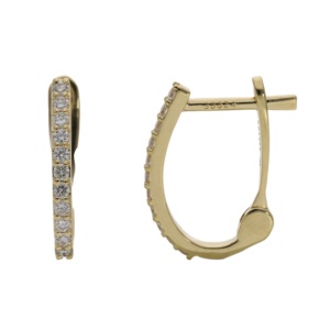 Women's 14K Yellow Gold Hoop <b>Earrings</b> with 0.22ct Real Diamonds Daily Wear <b>Fine</b> Jewelry Luxury Gift - Product Image 1
