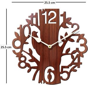 Modern Wooden <b>Tree</b> Art Deco Round Silent Quartz Needle Display Wall Clock with Single <b>Face</b> Design for Living Room Home Decor - Product Image 2