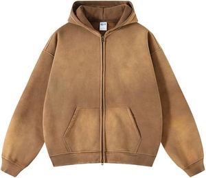 Conjunto de Sudadera con Capucha y Pantalones de Chándal Oversize de Algodón con Lavado Ácido, Estampado Digital, Cremallera y Bordado, con Logotipo Personalizado, Moda Streetwear Personalizable - Product Image 6