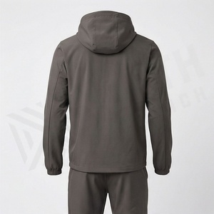 Veste de survêtement coupe-vent à capuche pour homme, fermeture éclair intégrale, couleur unie, design sportif, vêtement d'automne, coupe régulière, matière polyester - Product Image 2