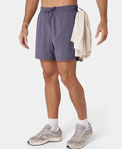 Shorts légers pour hommes 2026, couleur unie, séchage rapide, avec cordon de serrage et poches, style décontracté, taille mi-haute, tissu polyester 180 g - Product Image 3