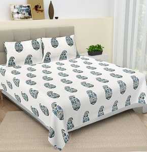 New High Quality Stylish Cotton Printed Bedsheets With <b>Pillow</b> Covers Indian Traditional Hand Block Printed Soft Cotton Bedsheet - Product Image 1