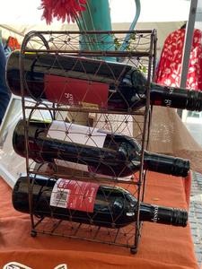 Vintage Metal Wire 2 Bottle Rack Elegant Wine Holder Perfect For Patio Beverage Keeps Wine Or Drinks Arranged On Patio <b>Tables</b> - Product Image 2