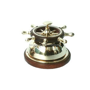 Cloche de Table de roue de bateau en laiton nautique à manger avec cloche décorative de bureau d'hôtel à la maison polonaise brillante pour la vente en gros - Product Image 2