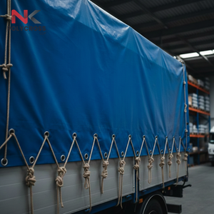 Bâche de protection de cargaison légère bleue et orange, qualité économique, imperméable, pour camions - Product Image 5
