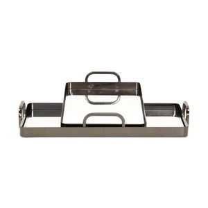 Plateau de service en aluminium poli Jaffs Exports JE464, forme irrégulière, motif feuille gravé, pour fruits, compatible micro-ondes, décoration - Product Image 1