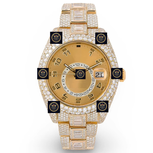 นาฬิกาข้อมือแฟชั่นหรูหราสไตล์ฮิปฮอป Imperial Jewels สีเหลืองทอง ประดับเพชรโมอิสซาไนต์เต็มเรือน ตัวเรือนสแตนเลส หน้าปัดกระจก ขนาด 42 มม. ระบบจักรกล - Product Image 1
