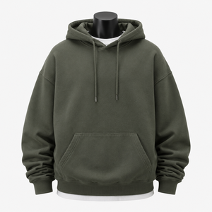 Sweat-shirt à capuche oversize pour homme, couleur unie, en molleton de coton, pull décontracté, streetwear d'automne, coupe classique - Product Image 1