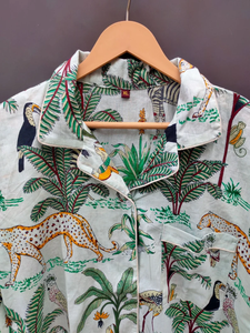 Conjunto de Pijama Coordinado con Estampado Animal para Mujer de Naaz Textile, Ropa de Dormir Informal de Verano, Suave y Transpirable, 100% Algodón, Camisones hasta la Rodilla - Product Image 2