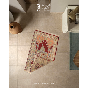 Alfombra de Oración Persa de Lujo, Hecha a Mano, de Lana y Seda Islámica, Alfombra Tradicional Musulmana para Mezquita con Caja de Regalo Premium - Product Image 6