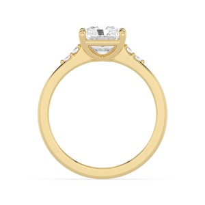Impresionante anillo de compromiso de oro rosa de 10 quilates con esmeralda y diamante de corte redondo cultivado en laboratorio, 3.10 quilates en total, anillo nupcial de diseñador. - Product Image 6