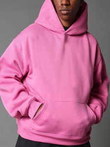 เสื้อฮู้ดสีชมพูสำหรับผู้ชาย สกรีนโลโก้ได้ แขนยาว มีกระเป๋าจิงโจ้ สไตล์ลำลอง สตรีทแวร์ รับผลิตแบบ OEM ODM ขายส่งเสื้อผ้า - Product Image 3