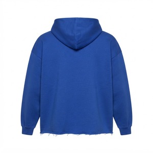 Sudadera con capucha corta de forro polar grueso de invierno, estilo vintage, bordada, sin cordones, con parche desgastado, unisex, con bajo sin rematar y lavado ácido - Product Image 6