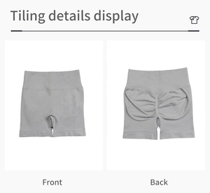 Shorts de Yoga de Cintura Alta para Mujer, Color Sólido, Tejido de Punto, Spandex y Algodón, Transpirables, Cintura Elástica, Ropa Deportiva Informal para Fitness - Product Image 5