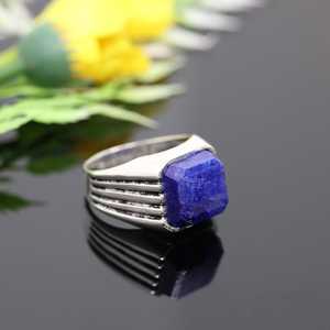 Blue Sapphire <b>Ring</b> 925 Sterling Silver Mens Handmade Gemstone Jewelry <b>Statement</b> <b>Ring</b> Elegant Gift For Him - Product Image 2