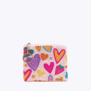 <b>Cute</b> Heart Beaded Coin <b>Purse</b> Handmade High Quality Chain Strap Mini Wallet with Polyester Lining for Women Cards BY MULTI CRAFT - Product Image 5