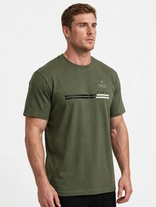 Oneten Apparel Men's <b>Olive</b> <b>Green</b> Short Sleeve O-Neck <b>T</b>-<b>Shirt</b> Casual Letter Print Tee - Product Image 3