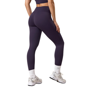 Leggings de fitness pour femmes, taille haute, extensibles, longueur intégrale, couleur violette, confortables, pour le yoga, la course à pied, l'entraînement, vêtements de sport - Product Image 3