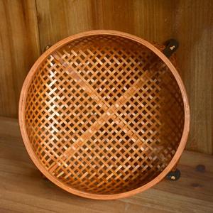 Panier à fruits en bambou tissé à la main, bol de cuisine rustique avec pieds en bois, bol de rangement naturel, fournisseur éco-responsable - Product Image 1