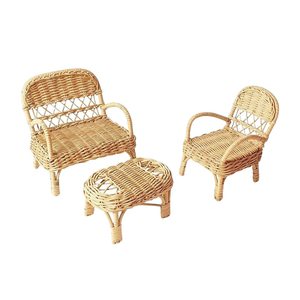 Natural Woven Rattan <b>Doll</b> Chair Table Set Durable Toy Furniture Wholesale Factory Price Hot Sale For International Business - Product Image 2