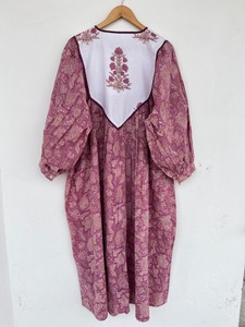 Vestido largo de algodón con estampado paisley para mujer, manga 3/4, cuello con lazo, estilo bohemio, para verano, fiestas, holgado, para picnic y vacaciones. - Product Image 4