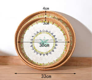 ชุดถาดแล็คเกอร์หวายทันสมัยที่ให้บริการแสดงฝังรอบถาดรูปไข่ - Product Image 2