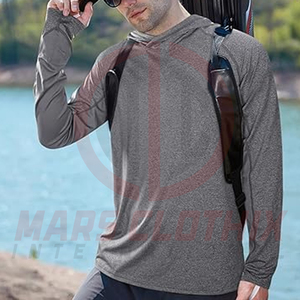 เสื้อฮู้ดตกปลาแบบสั่งทำราคาส่งสำหรับผู้ชาย รุ่นใหม่ล่าสุด เสื้อผ้าตกปลาสีพื้น เสื้อฮู้ดผู้ชายแบบสวมหัว - Product Image 4