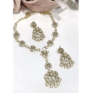 Trendy Premium Quality Brass Gold Plated Moissanite Necklace <b>Set</b> with Earrings for Wedding and <b>Gift</b> Collection for <b>Women</b> - Product Image 1