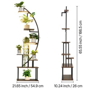 Scaffale per Piante a 7 Livelli, 166 cm di Altezza, con Luci per Coltivazione Indoor, 3 Timer, Set di 2 Supporti Angolari in Metallo e Vasi Intelligenti - Product Image 5