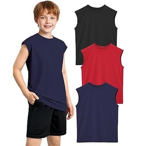 Débardeur d'été en molleton bouclette personnalisé pour enfants, sans manches, respirant, uni, vente en gros - Product Image 1