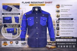 Camisa Ignífuga de Algodón NFPA 2112 FR, Ropa de Trabajo Ignífuga para Soldadura, Ropa de Soldador de Manga Larga, Paquete de Respirador ZUNEZI - Product Image 2