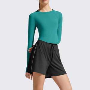 Nouveau haut de yoga tendance pour femmes, avec logo personnalisé, couleur unie, design activewear, haut de sport pour la gym, le fitness et l'entraînement, en nylon. - Product Image 1