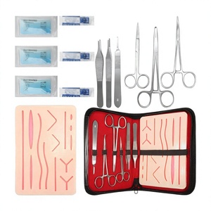 Kit complet de pratique de suture manuelle en acier inoxydable REEAX ENTERPRISES pour étudiants en médecine, instruments chirurgicaux réutilisables pour la suture - Product Image 1