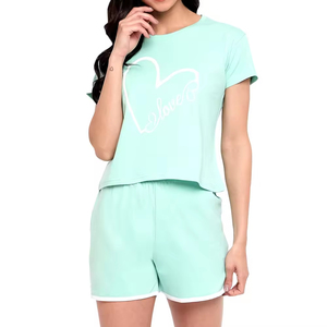 OEM Shorts Set Casual <b>Crewneck</b> High Quality 2 Piece T-Shirt Shorts Sets Women Casual Wear Shorts Sets - Product Image 1