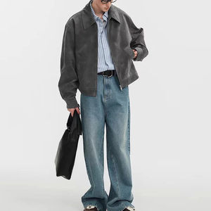 Vestes en cuir véritable pour hommes, style streetwear, prix d'usine, logo personnalisé, vestes en cuir véritable durables - Product Image 5