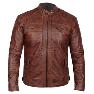 Nueva llegada, chaqueta de cuero para hombre, estilo casual, a prueba de viento, para motociclistas, color negro, elegante y a la moda, de cuero genuino. - Product Image 4