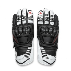 Guantes de cuero con dedos completos para hombre, color negro y blanco, para ciclismo, verano, cierre con cremallera, titanio Pro-Tek - Product Image 1