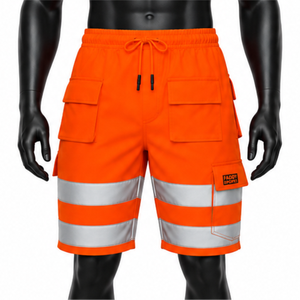 High Vis Reflective Cargo <b>Work</b> <b>Shorts</b> <b>Men</b> Safety Construction Waterproof Outdoor Utility Workwear <b>Shorts</b> - Product Image 1