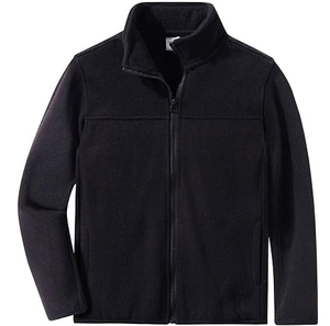 Chaqueta de Forro Polar Verde Oliva para Hombre, Cuello Alto, Cierre Completo, Corte Regular, Color Sólido, Prenda Exterior de Poliéster para Otoño - Product Image 2