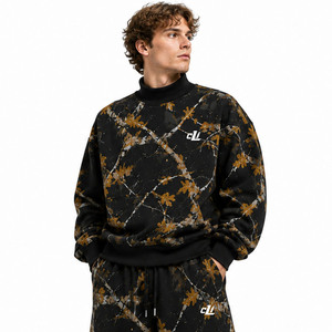 Conjuntos de Sudadera con Cuello Alto y Estampado de Camuflaje Forestal Personalizado, Joggers Holgados, Sudaderas Oversize ODM de Corte Cuadrado, Estilo Urbano de Forro Polar Grueso - Product Image 3