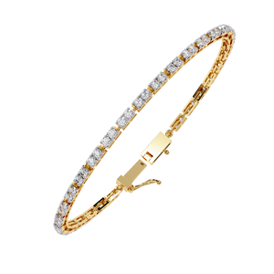 Lab Grown Diamond Tennis Bracelet Emerald Cut 10K/18K <b>Gold</b> Plated IGI Certified Claw Setting Hip Hop Unisex Party Wedding - Product Image 1