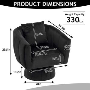 Poltrona girevole a 360 gradi moderna in velluto accento soffici cuscini comodi ampi Design a botte imbottito per soggiorno camera da letto - Product Image 4